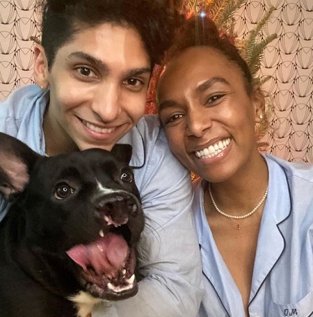 Janet Mock and Angel Bismark with their pet dog Cocoa